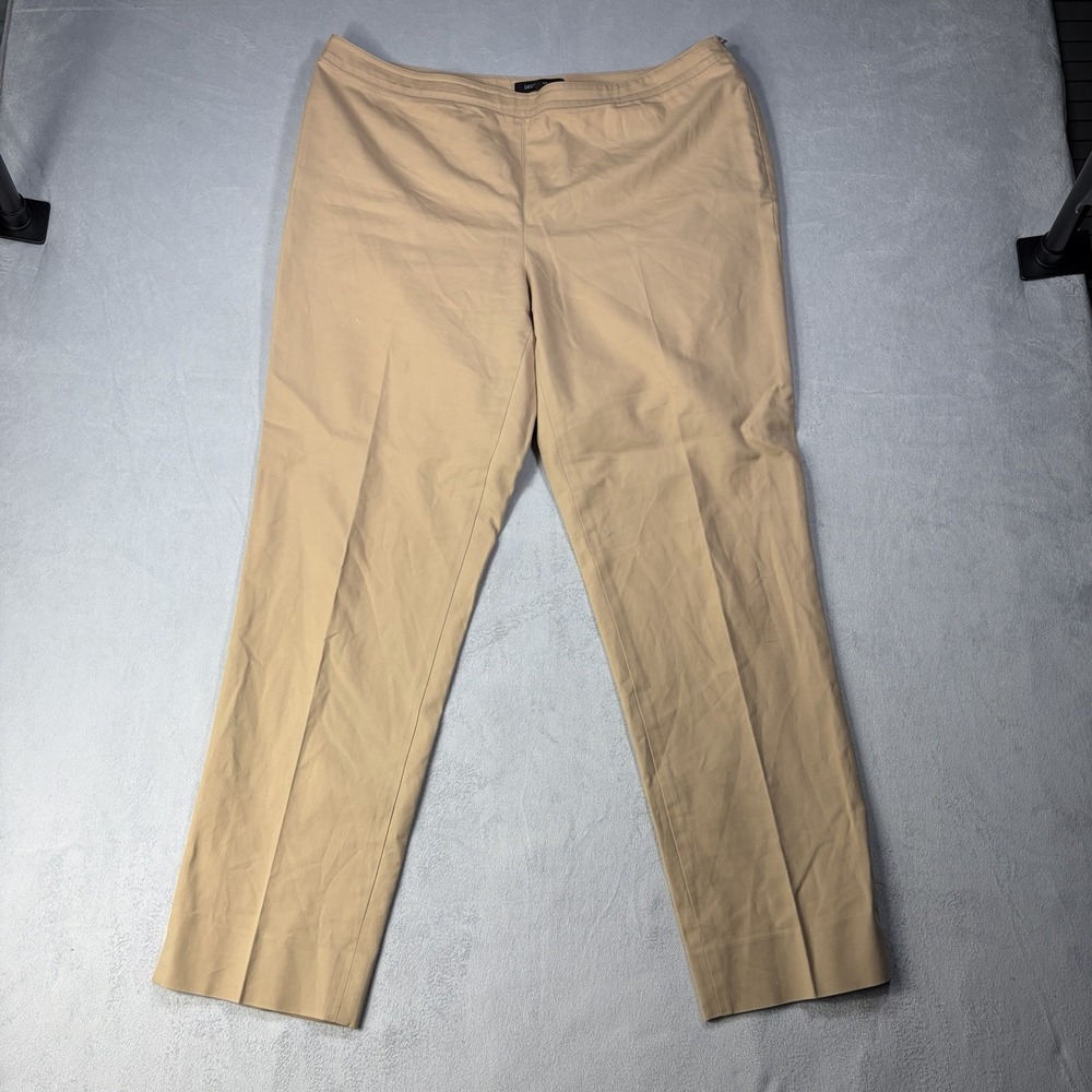 Lafayette 148 New York Women's Size  14 Tan Pants Flat Front Side Zip Stretch